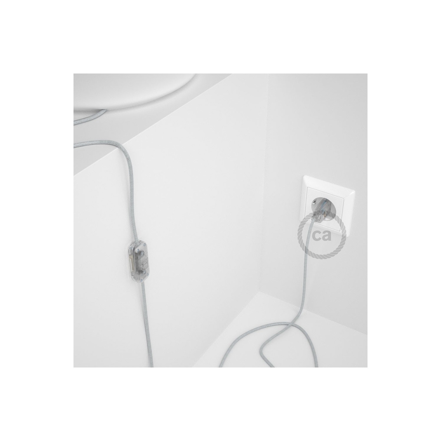 Lamp wiring, RL01 Sparkly White Rayon 1,80 m. Choose the colour of the switch and plug.