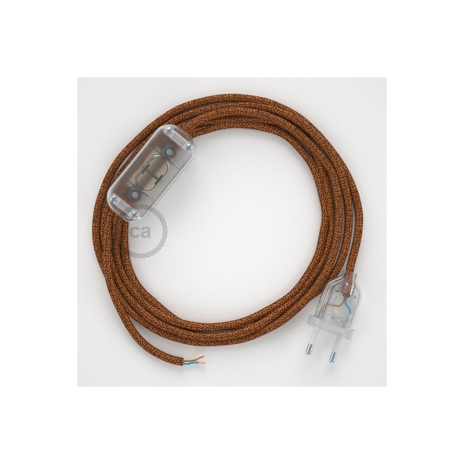 Lamp wiring, RL22 Sparkly Copper Rayon 1,80 m. Choose the colour of the switch and plug.