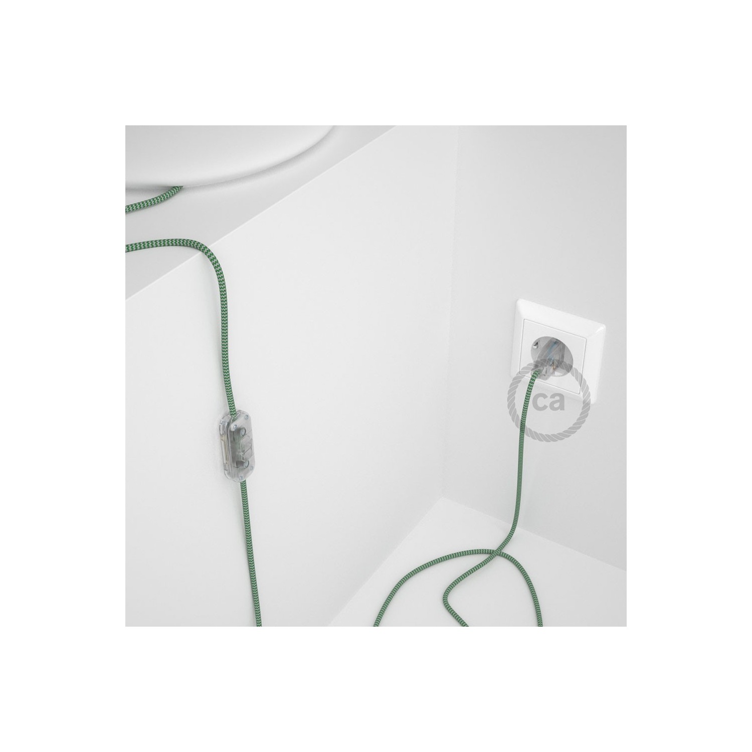 Lamp wiring, RZ06 Green ZigZag Rayon 1,80 m. Choose the colour of the switch and plug.