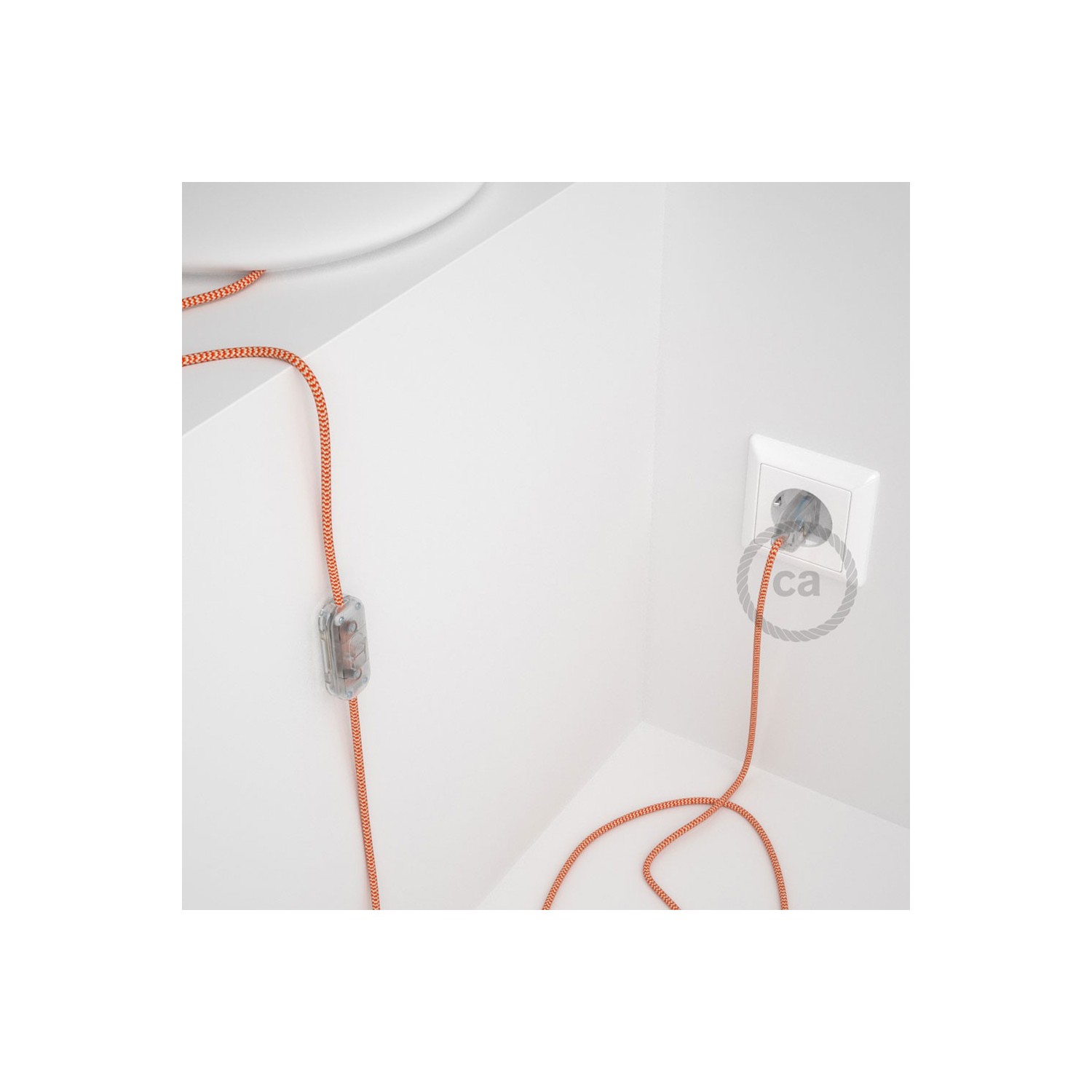 Lamp wiring, RZ15 Orange ZigZag Rayon 1,80 m. Choose the colour of the switch and plug.