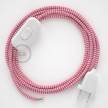 Lamp wiring, RZ08 Fuchsia ZigZag Rayon 1,80 m. Choose the colour of the switch and plug.