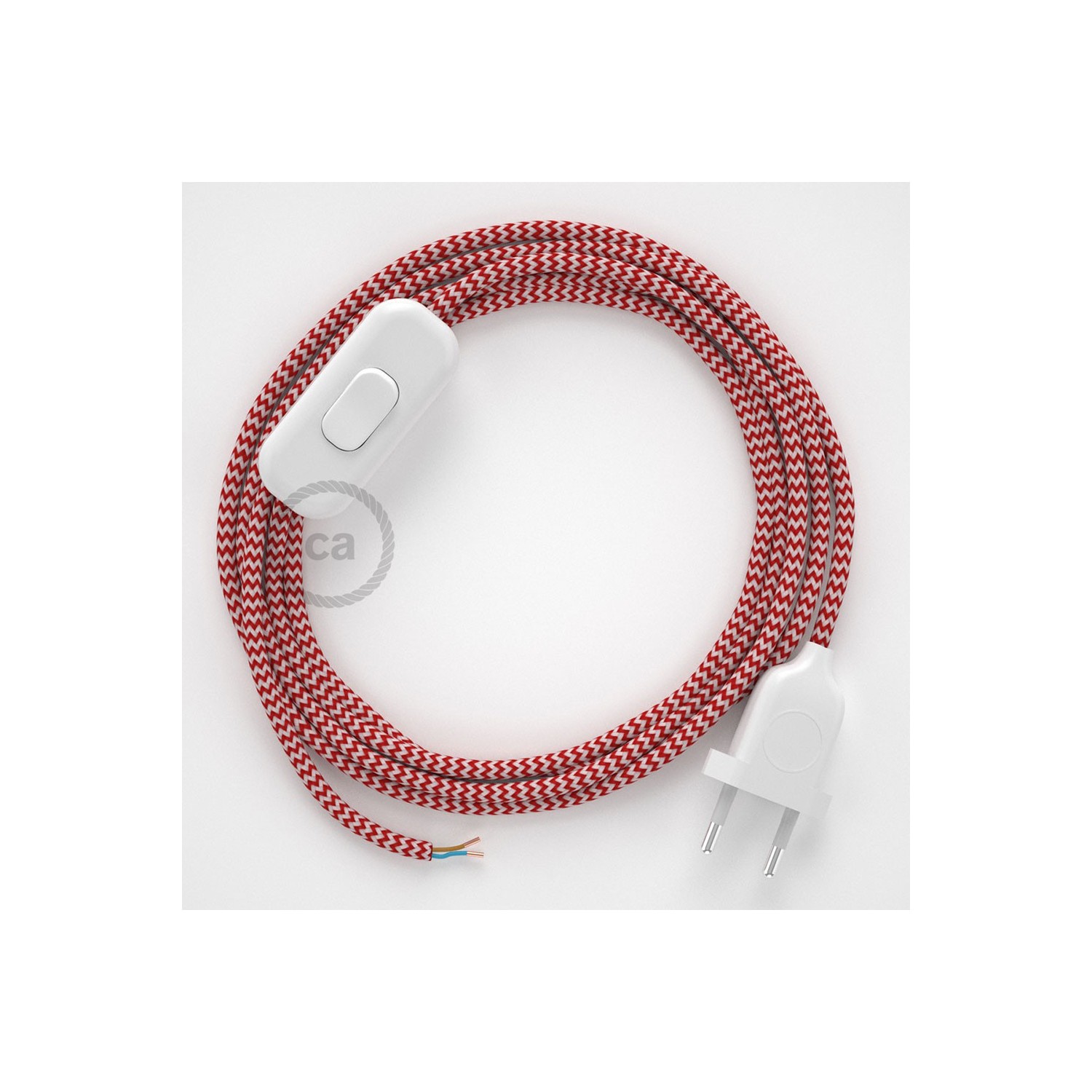 Lamp wiring, RZ09 Red ZigZag Rayon 1,80 m. Choose the colour of the switch and plug.