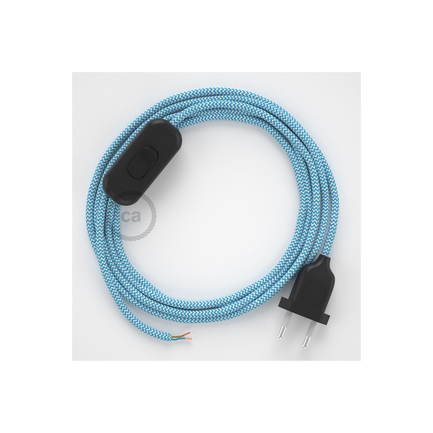 Lamp wiring, RZ11 Turquoise ZigZag Rayon 1,80 m. Choose the colour of the switch and plug.