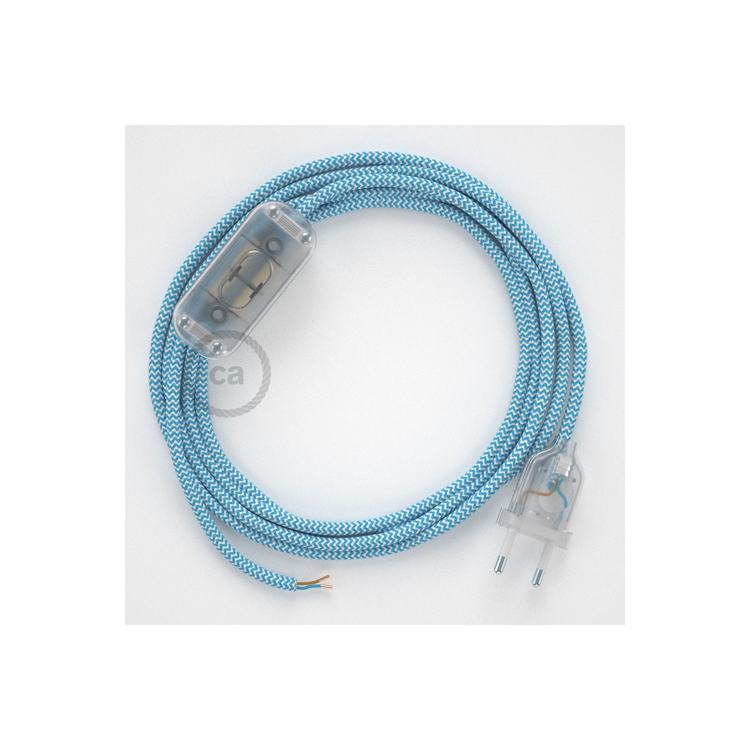 Lamp wiring, RZ11 Turquoise ZigZag Rayon 1,80 m. Choose the colour of the switch and plug.