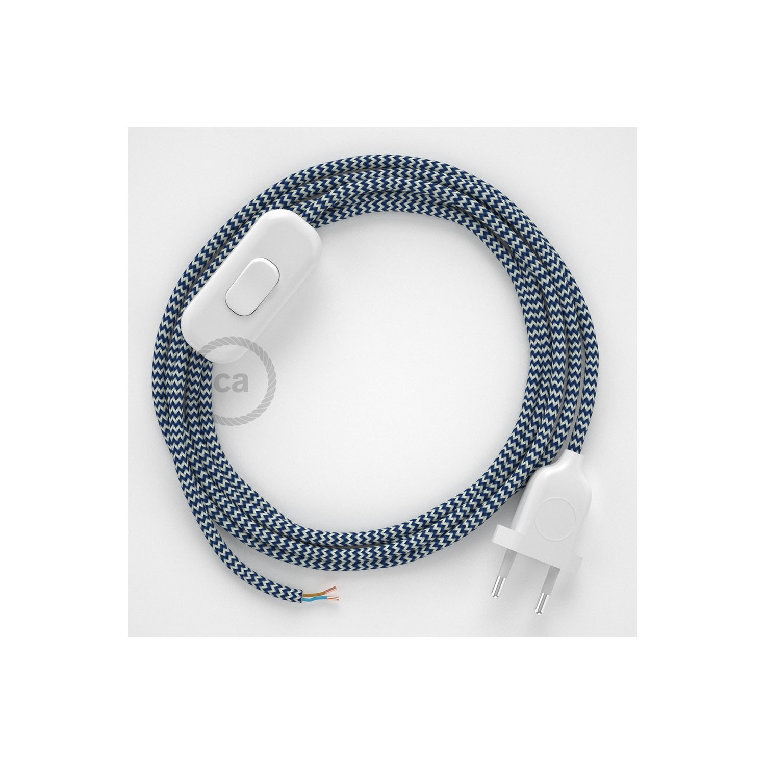 Lamp wiring, RZ12 Blue ZigZag Rayon 1,80 m. Choose the colour of the switch and plug.