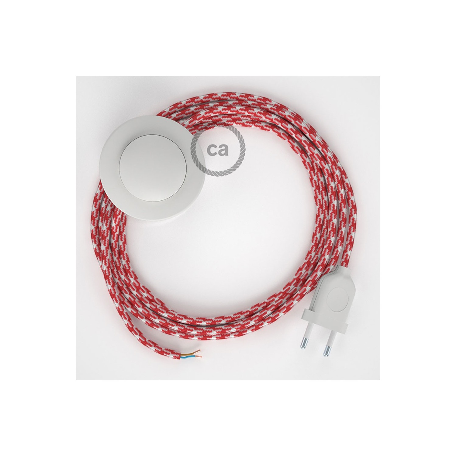 Wiring Pedestal, RP09 White-Red Two-Tone Rayon 3 m. Choose the colour of the switch and plug.