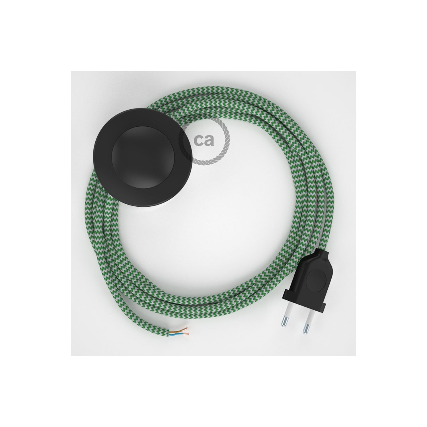 Wiring Pedestal, RZ06 Green ZigZag Rayon 3 m. Choose the colour of the switch and plug.