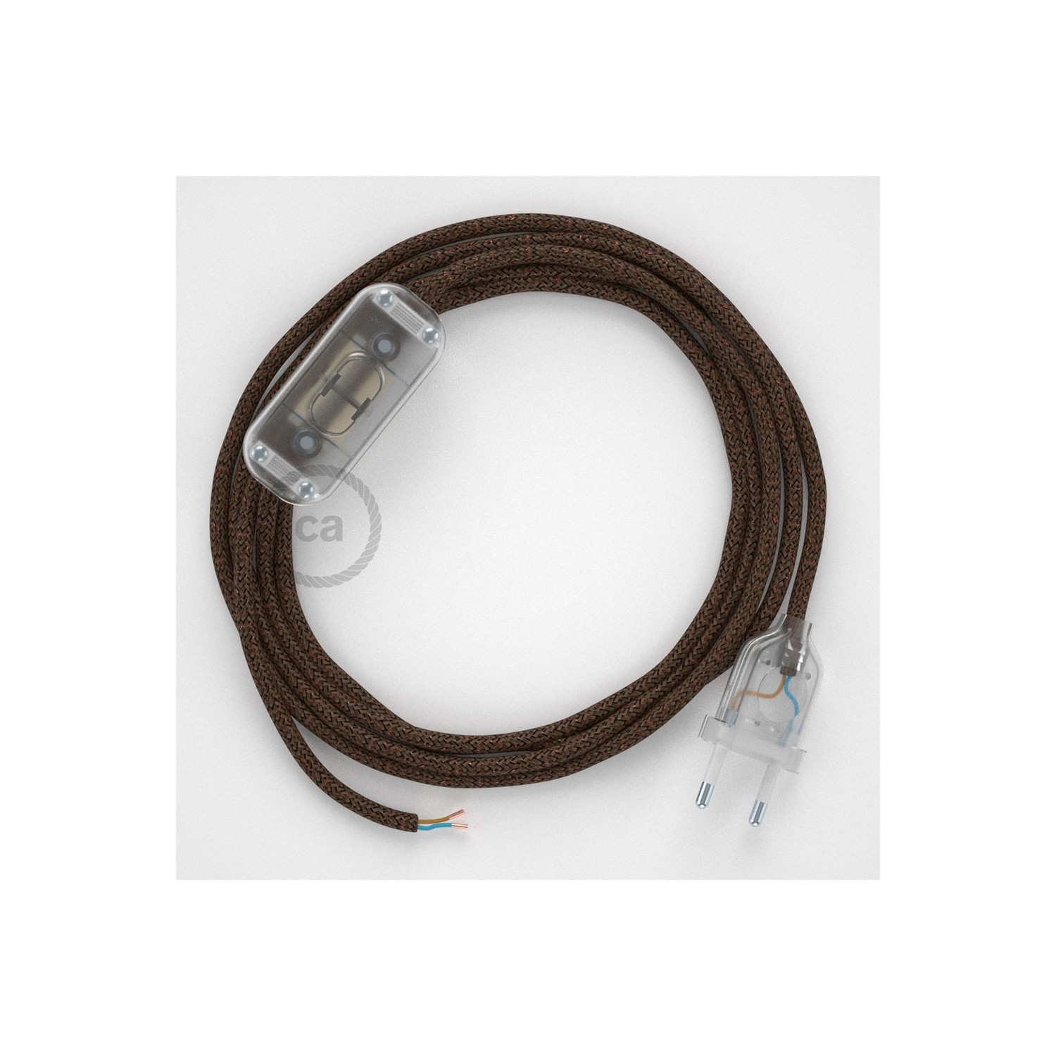 Lamp wiring, RL13 Sparkly Brown Rayon 1,80 m. Choose the colour of the switch and plug.