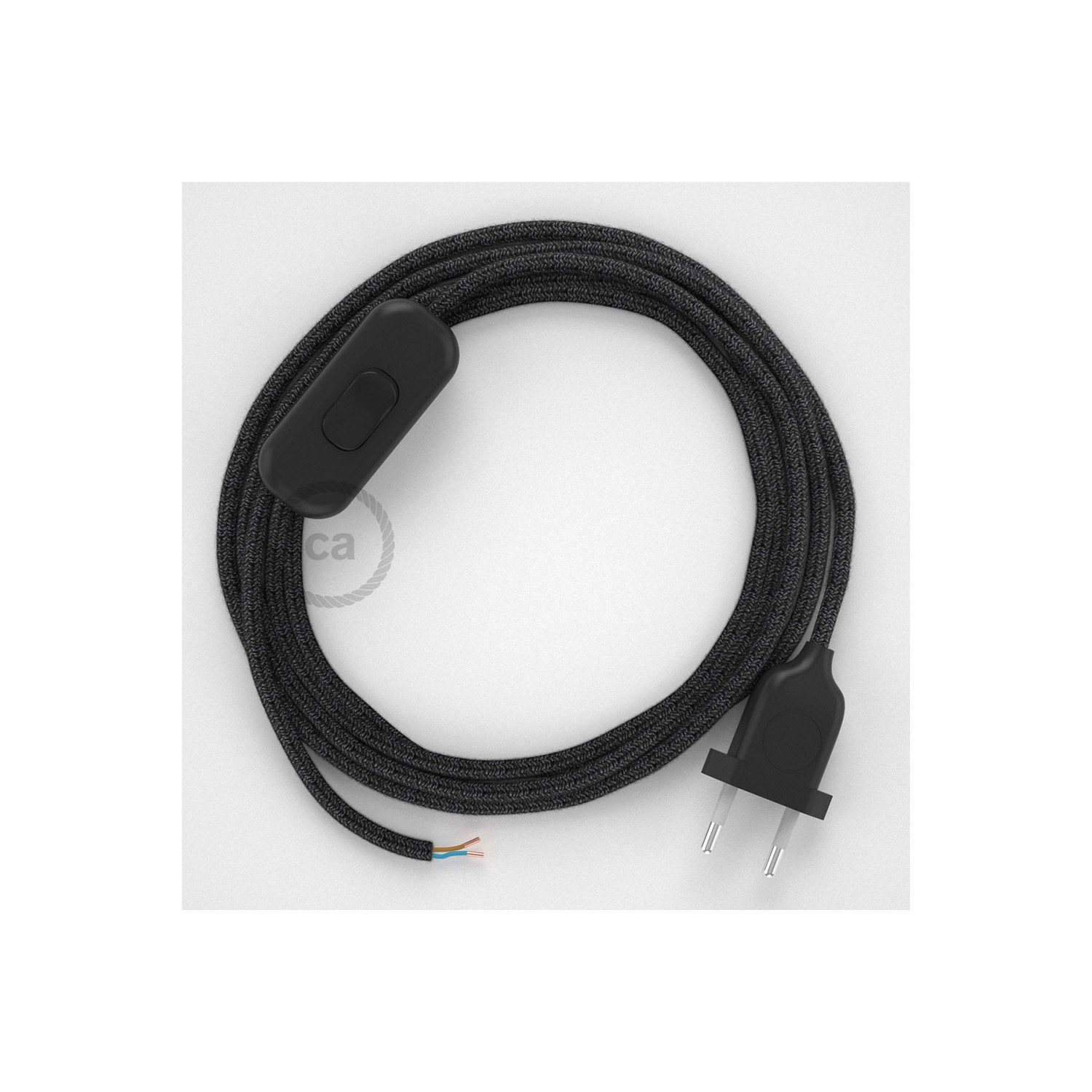 Lamp wiring, RN03 Anthracite Natural Linen 1,80 m. Choose the colour of the switch and plug.