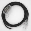Lamp wiring, RN03 Anthracite Natural Linen 1,80 m. Choose the colour of the switch and plug.