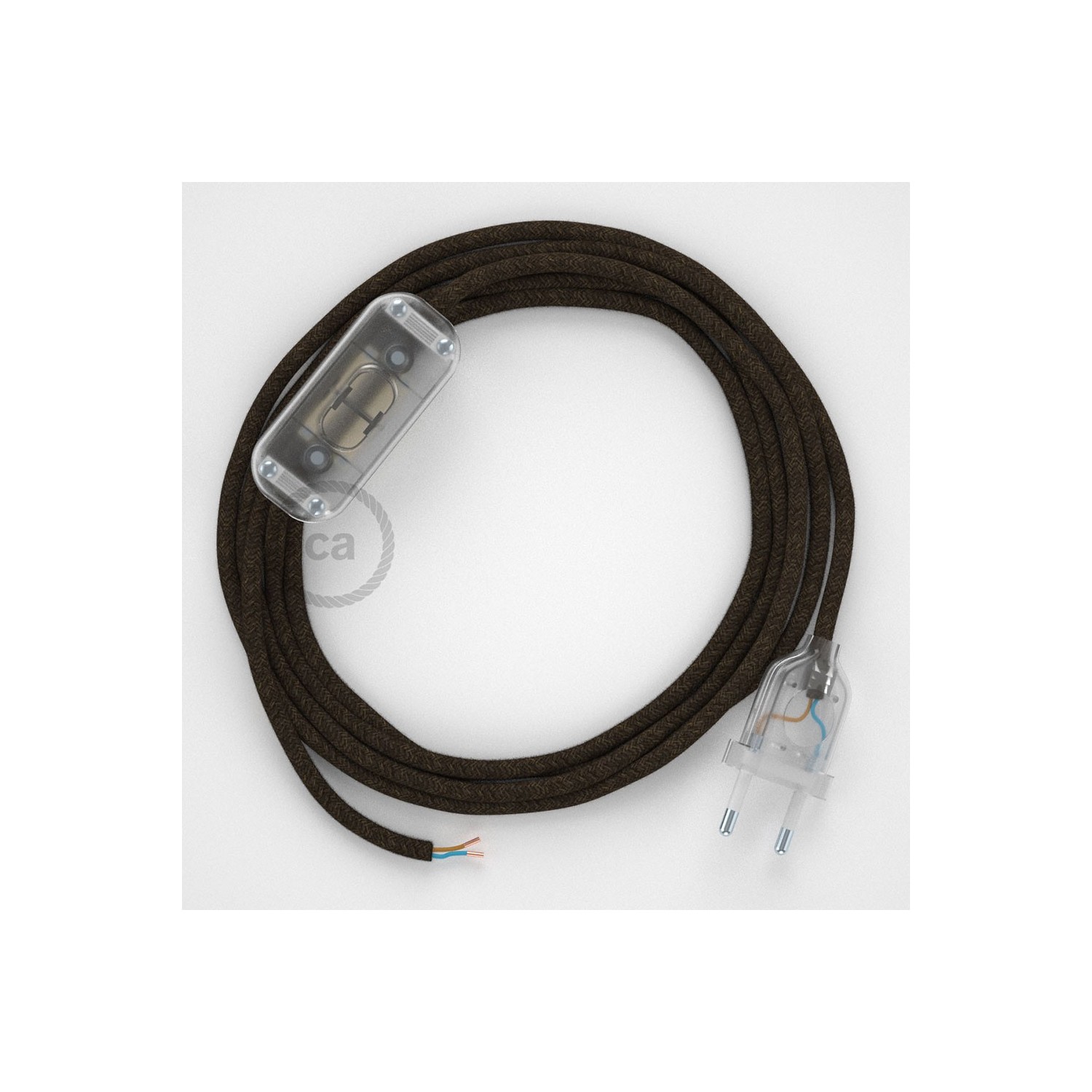 Lamp wiring, RN04 Brown Natural Linen 1,80 m. Choose the colour of the switch and plug.