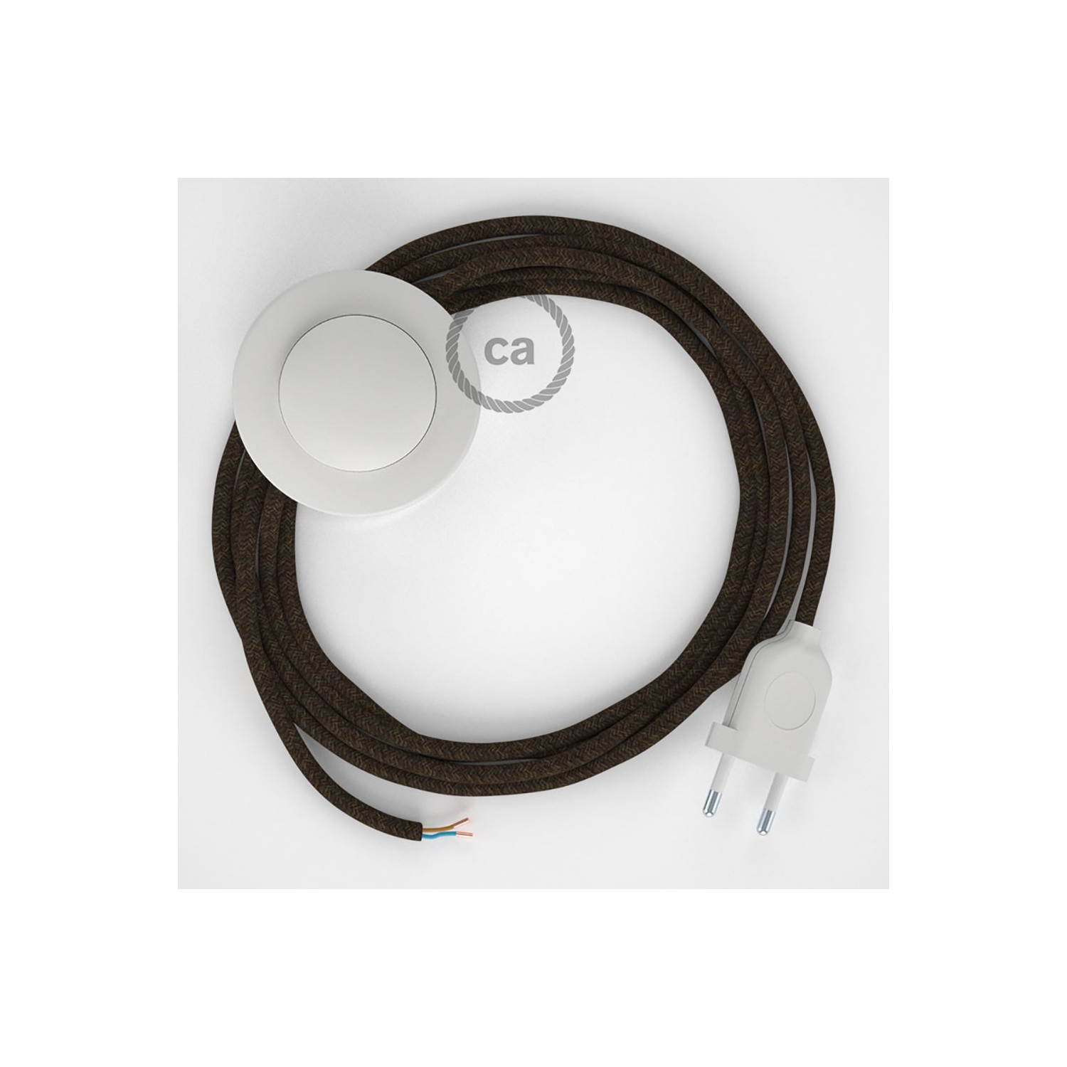 Wiring Pedestal, RN04 Brown Natural Linen 3 m. Choose the colour of the switch and plug.