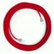 LAN Ethernet Cable Cat 5e with RJ45 plugs - Rayon Fabric RM09 Red