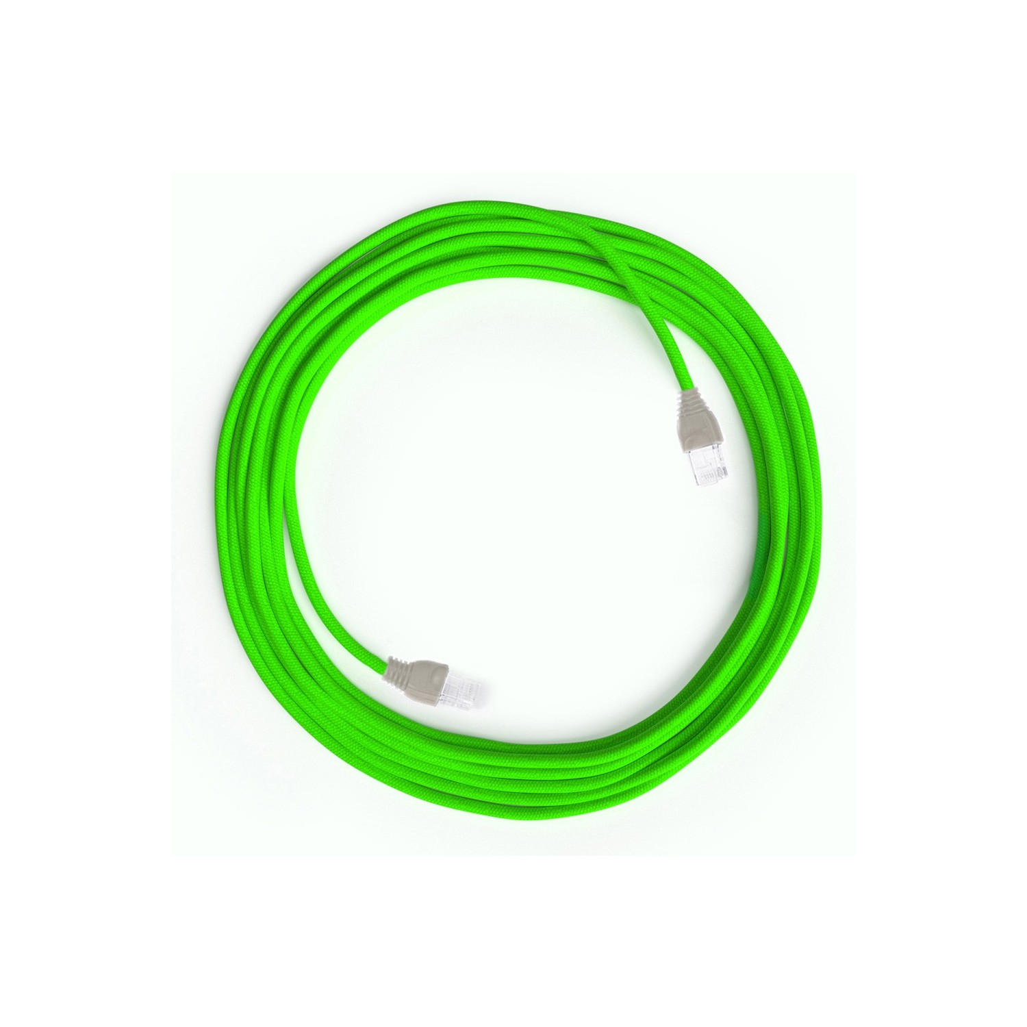 LAN Ethernet Cable Cat 5e with RJ45 plugs - Rayon Fabric RF06 Neon Green
