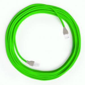 LAN Ethernet Cable Cat 5e with RJ45 plugs - Rayon Fabric RF06 Neon Green