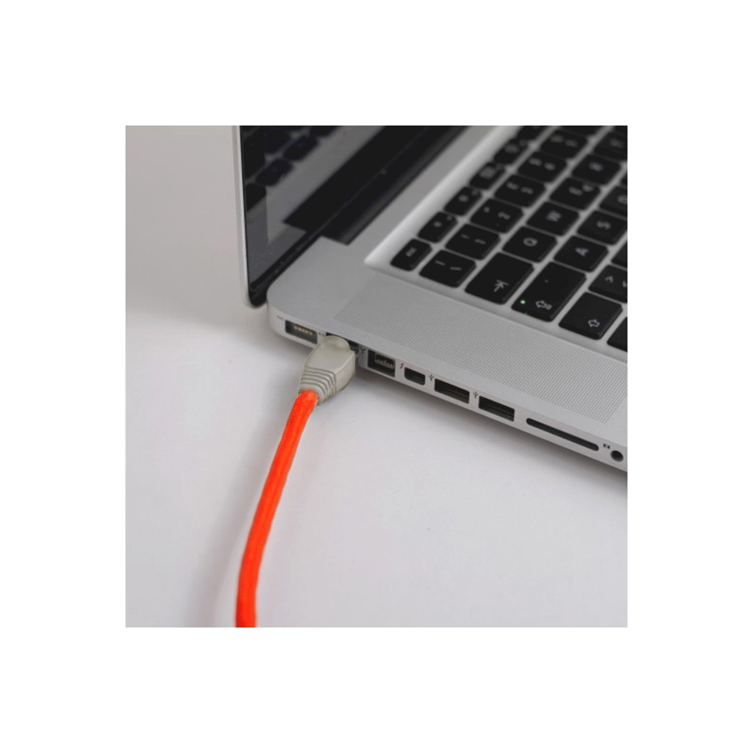 LAN Ethernet Cable Cat 5e with RJ45 plugs - Rayon Fabric RF15 Neon Orange