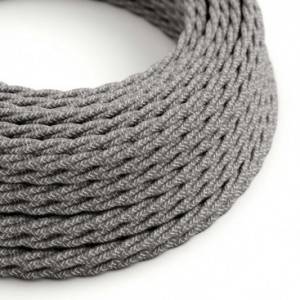 Twisted Electric Cable covered by Natural Linen TN02 Grey