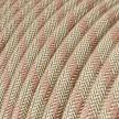 Round Electric Cable covered by Ancient Pink Stripes Cotton and Natural Linen RD51