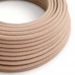 Round Electric Cable covered by Ancient Pink ZigZag Cotton and Natural Linen RD71
