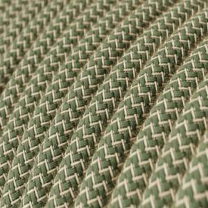 Round Electric Cable covered by Green Thyme ZigZag Cotton and Natural Linen RD72