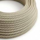 Round Electric Cable covered by Anthracite Lozanga Cotton and Natural Linen RD64