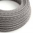 Round electric cable covered by Black Onyx Tweed Cotton, Natural Linen and finishing Glitter RS81