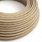 Round electric cable covered by Russet Tweed Cotton, Natural Linen and finishing Glitter RS82