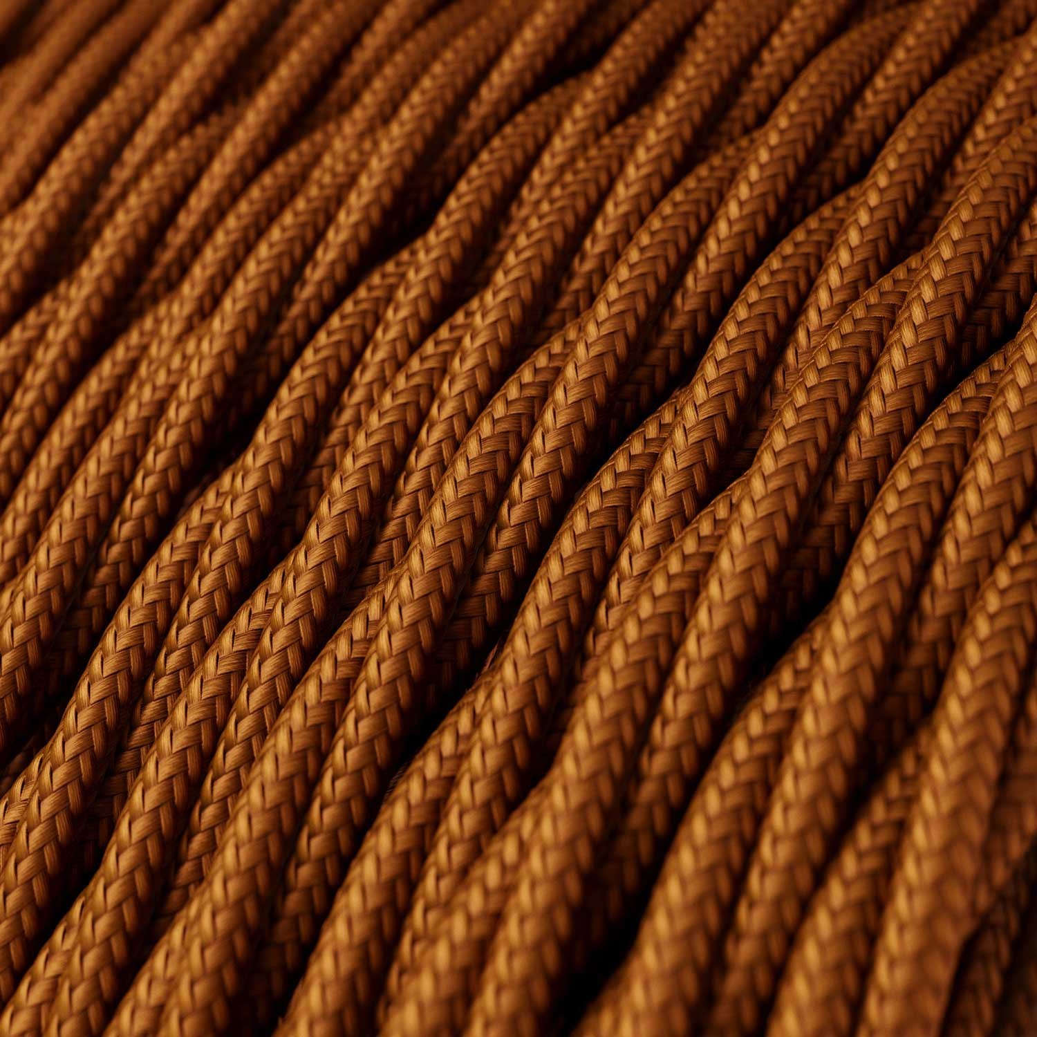 Twisted Electric Cable covered by solid silk effect fabric TM22 Whiskey