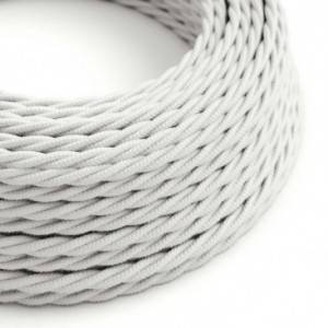 Twisted Electric Cable covered by Cotton solid colour fabric TC01 White