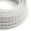 Twisted Electric Cable covered by Cotton solid colour fabric TC01 White