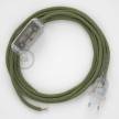 Lamp wiring, RD72 Thyme Green Stripes Cotton and Natural Linen 1,80 m. Choose the colour of the switch and plug.