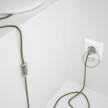 Lamp wiring, RD72 Thyme Green Stripes Cotton and Natural Linen 1,80 m. Choose the colour of the switch and plug.