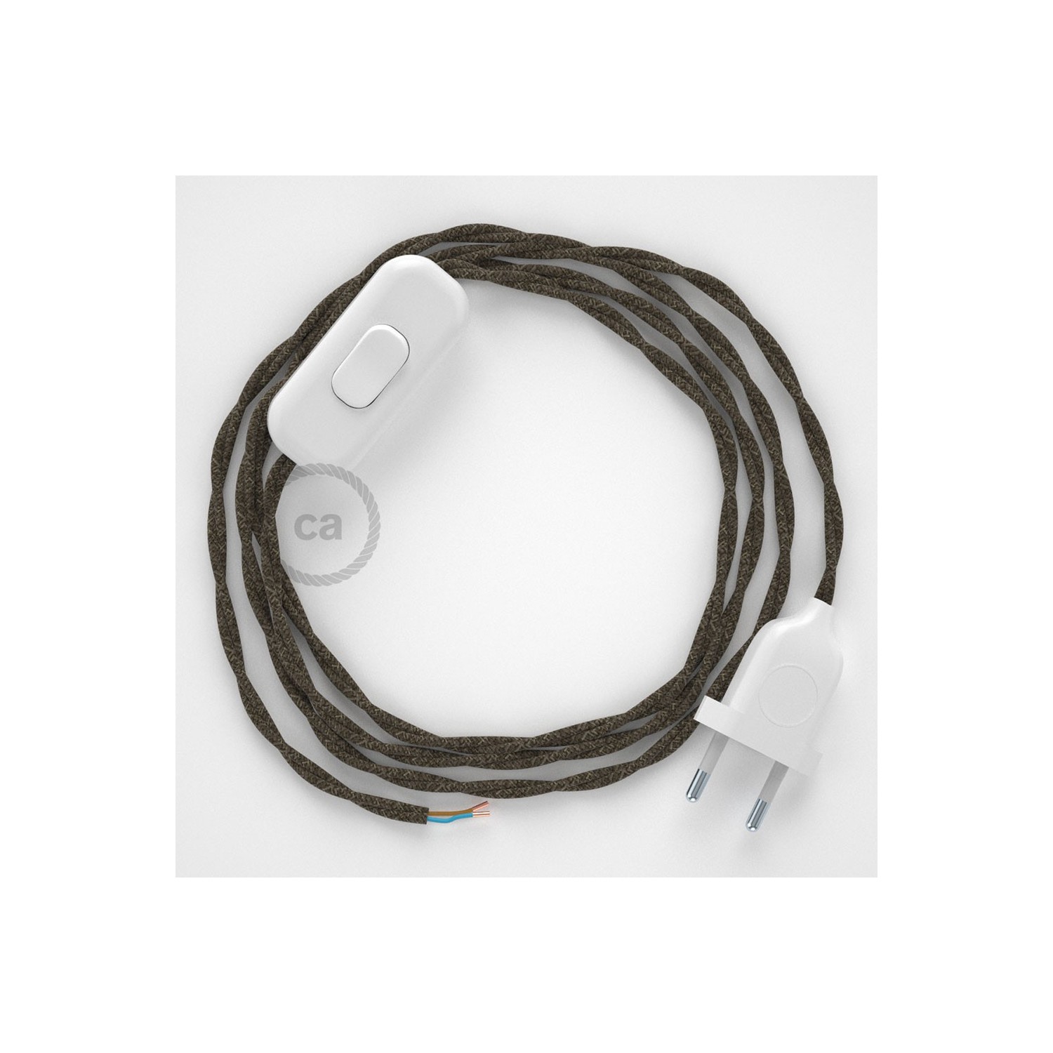 Lamp wiring, TN04 Brown Natural Linen 1,80 m. Choose the colour of the switch and plug.