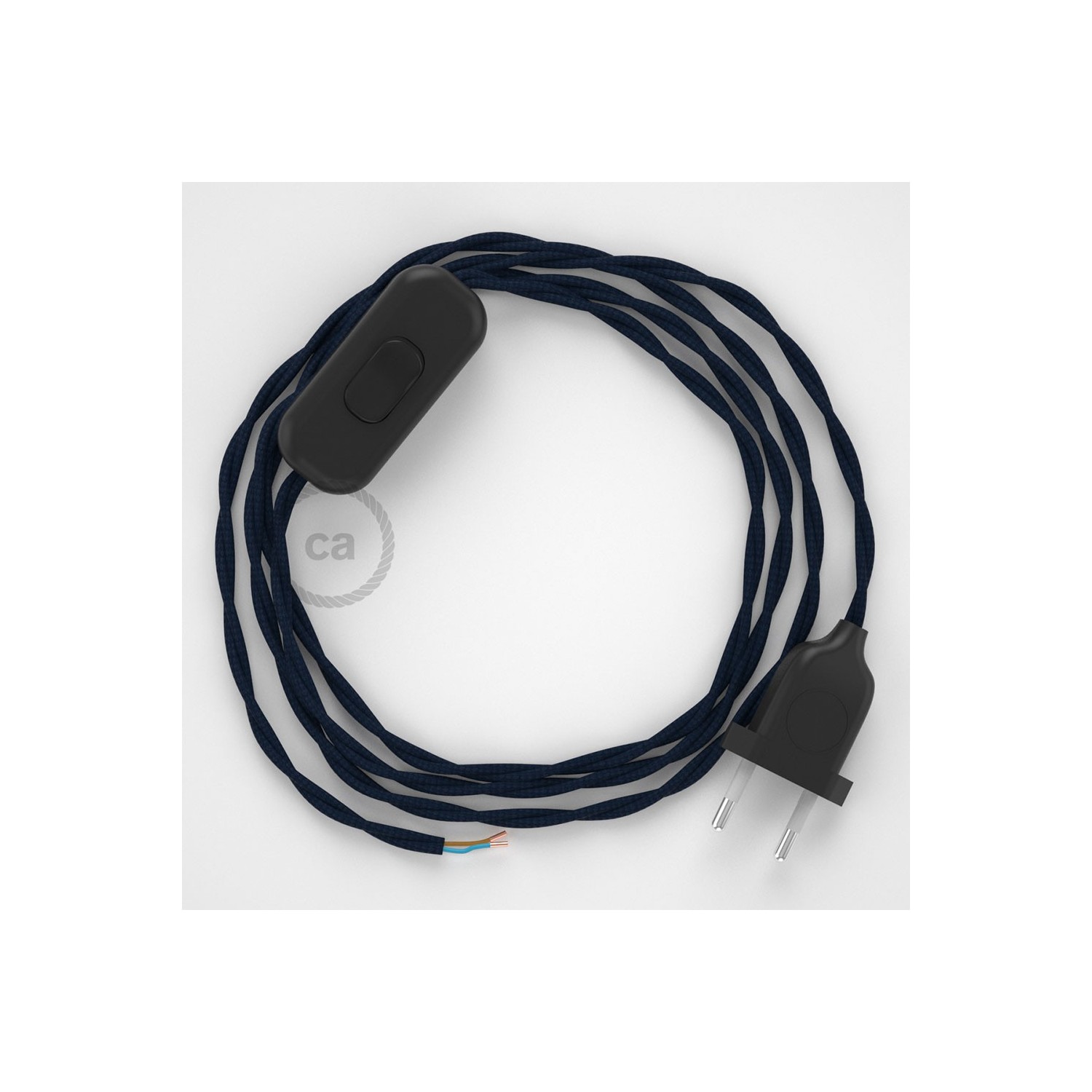Lamp wiring, TM20 Dark Blue Rayon 1,80 m. Choose the colour of the switch and plug.