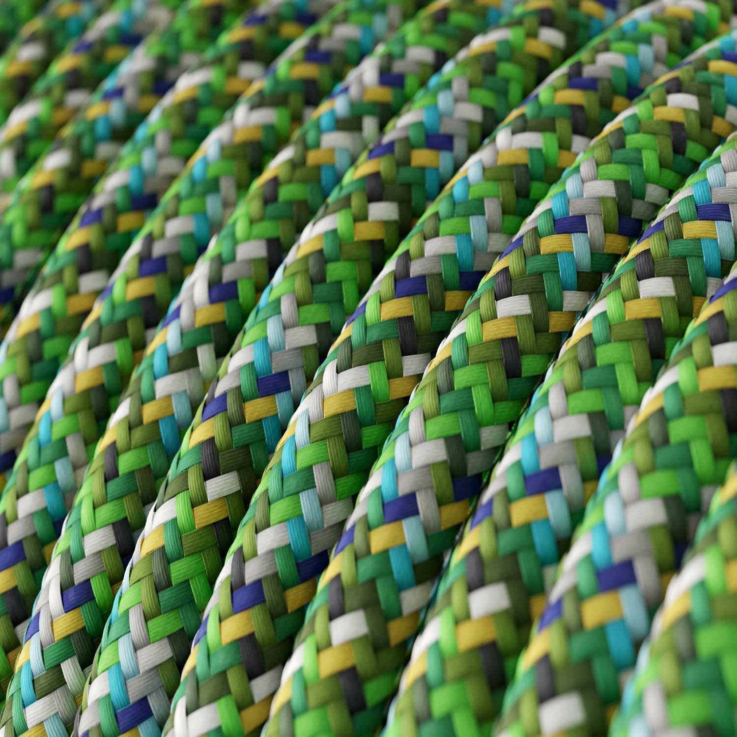 Round Electric Cable covered by rayon fabric RX05 Pixel Green