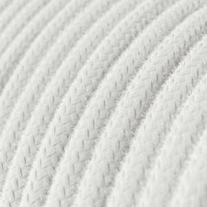 Round Electric Cable covered by Cotton solid colour fabric RC01 White