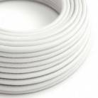 Round Electric Cable covered by Cotton solid colour fabric RC01 White