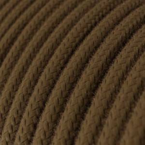 Round Electric Cable covered by Cotton solid colour fabric RC13 Brown