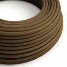 Round Electric Cable covered by Cotton solid colour fabric RC13 Brown