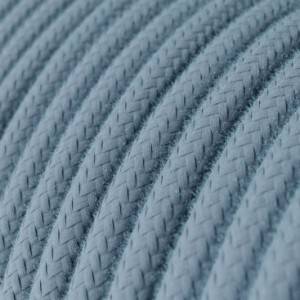 Round Electric Cable covered by Cotton solid colour fabric RC53 Ocean