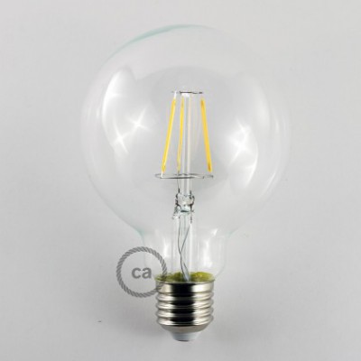 LED Transparent Light Bulb - Globe G95 Short Filament - 4W E27 Decorative Vintage 2700K