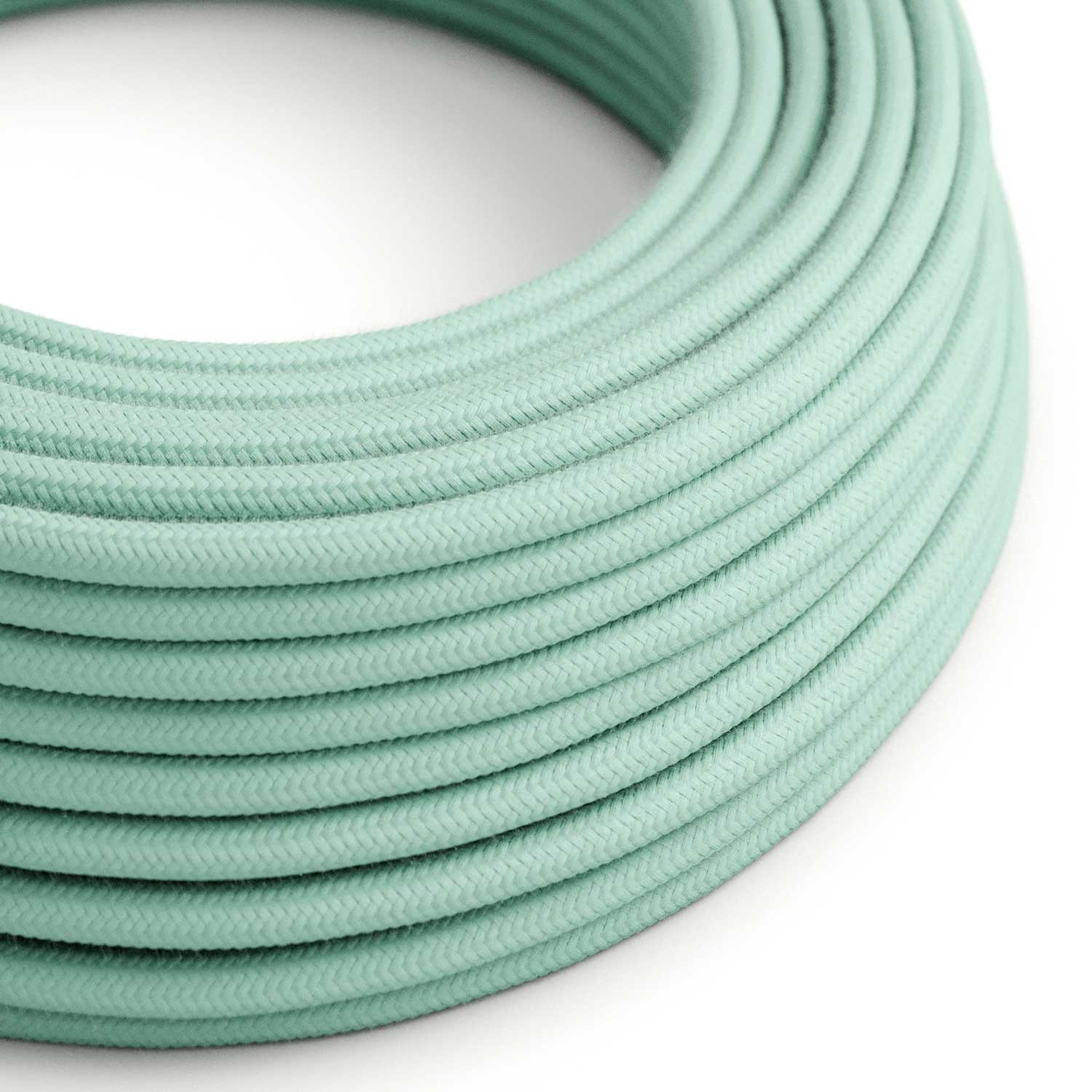 Round Electric Cable covered by cotton solid colour fabric RC34 Milk and Mint