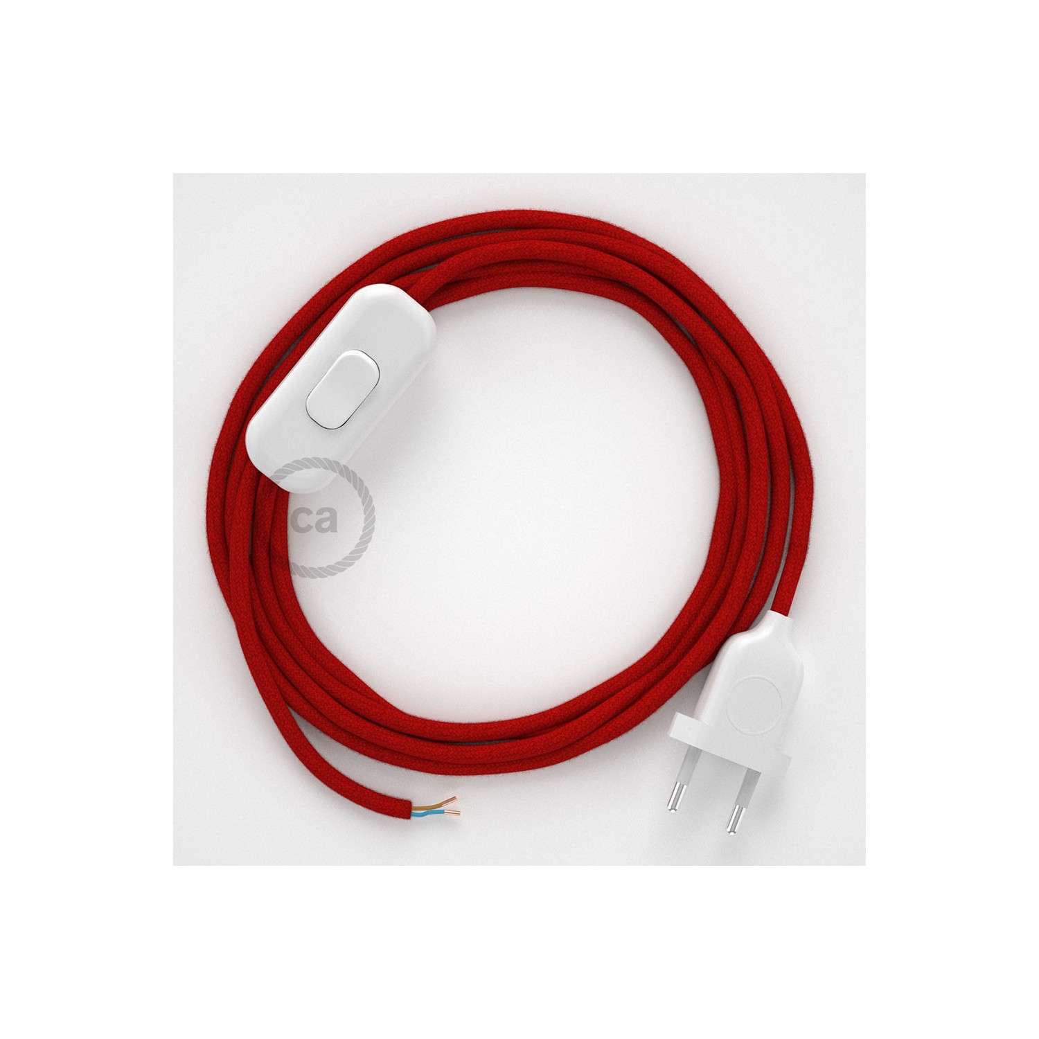 Lamp wiring, RC35 Fire Red Cotton 1,80 m. Choose the colour of the switch and plug.