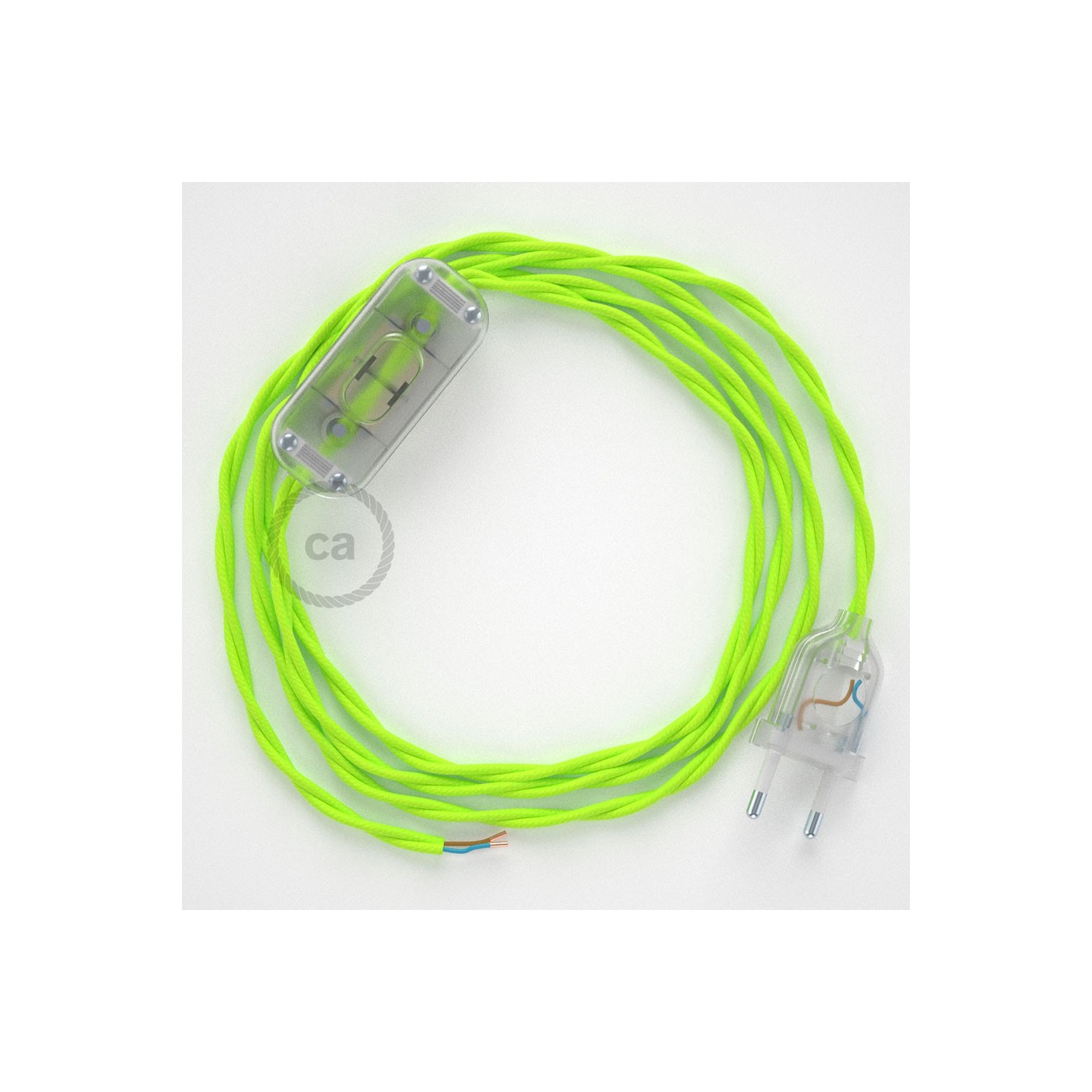 Lamp wiring, TF10 Neon Yellow Rayon 1,80 m. Choose the colour of the switch and plug.