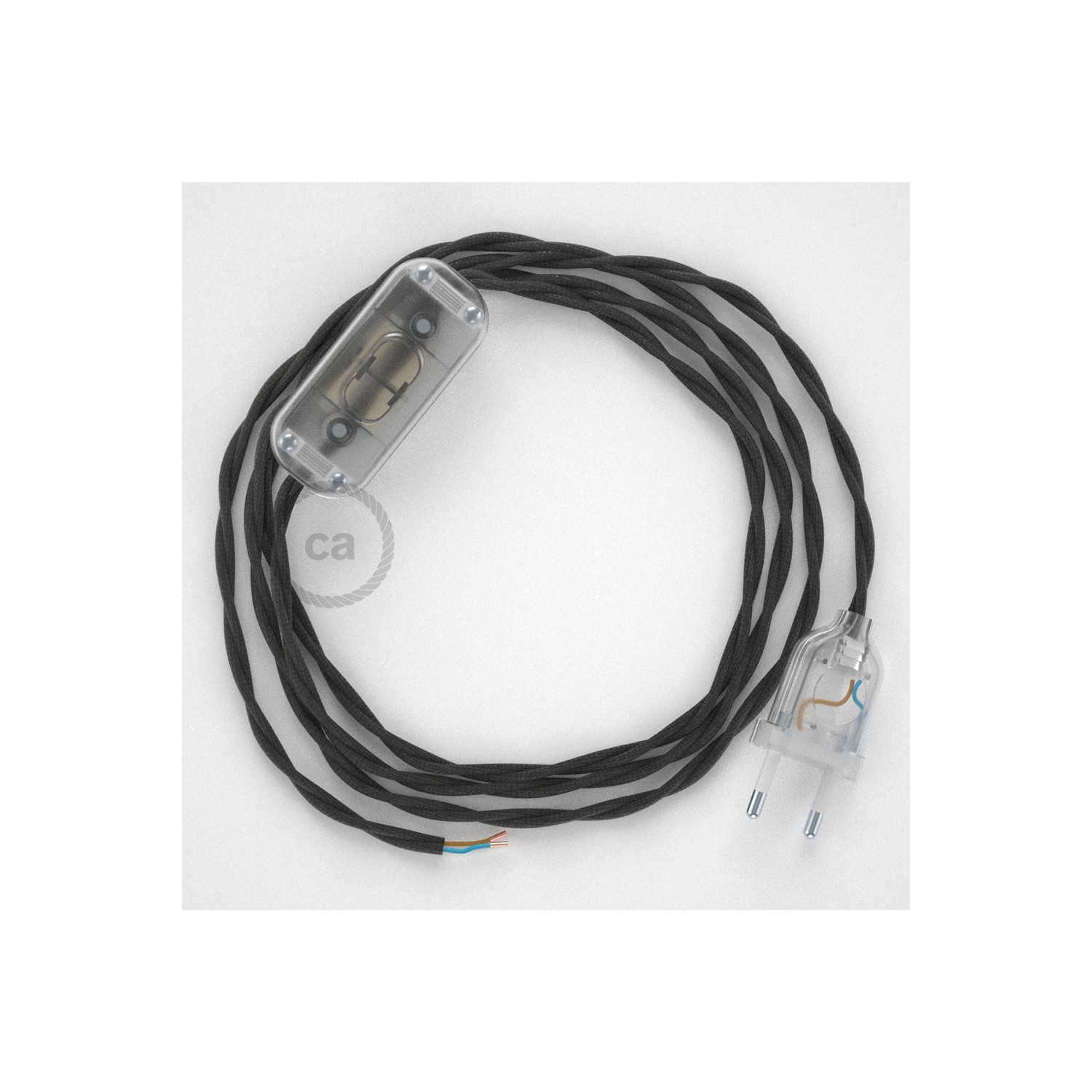 Lamp wiring, TM26 Dark Grey Rayon 1,80 m. Choose the colour of the switch and plug.