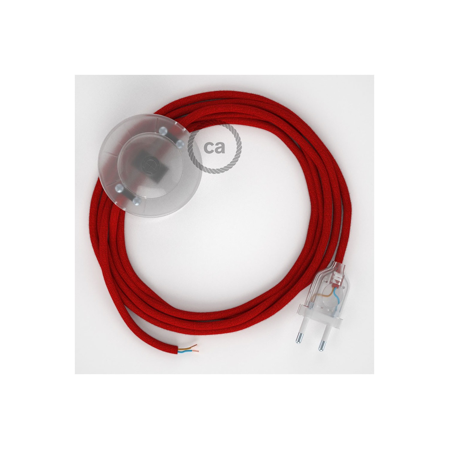 Wiring Pedestal, RC35 Fire Red Cotton 3 m. Choose the colour of the switch and plug.