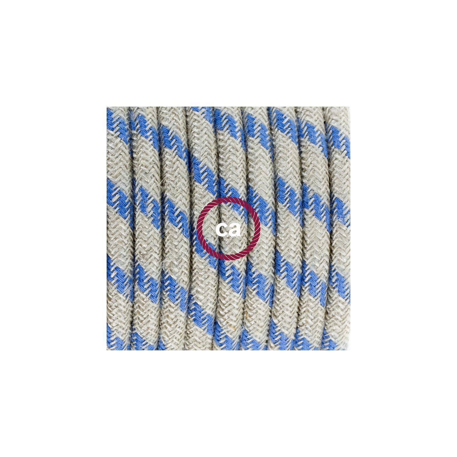 Wiring Pedestal, RD55 Blue Steward Stripes Cotton and Natural Linen 3 m. Choose the colour of the switch and plug.