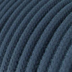 Round Electric Cable covered by Cotton solid colour fabric RC30 Stone Gray
