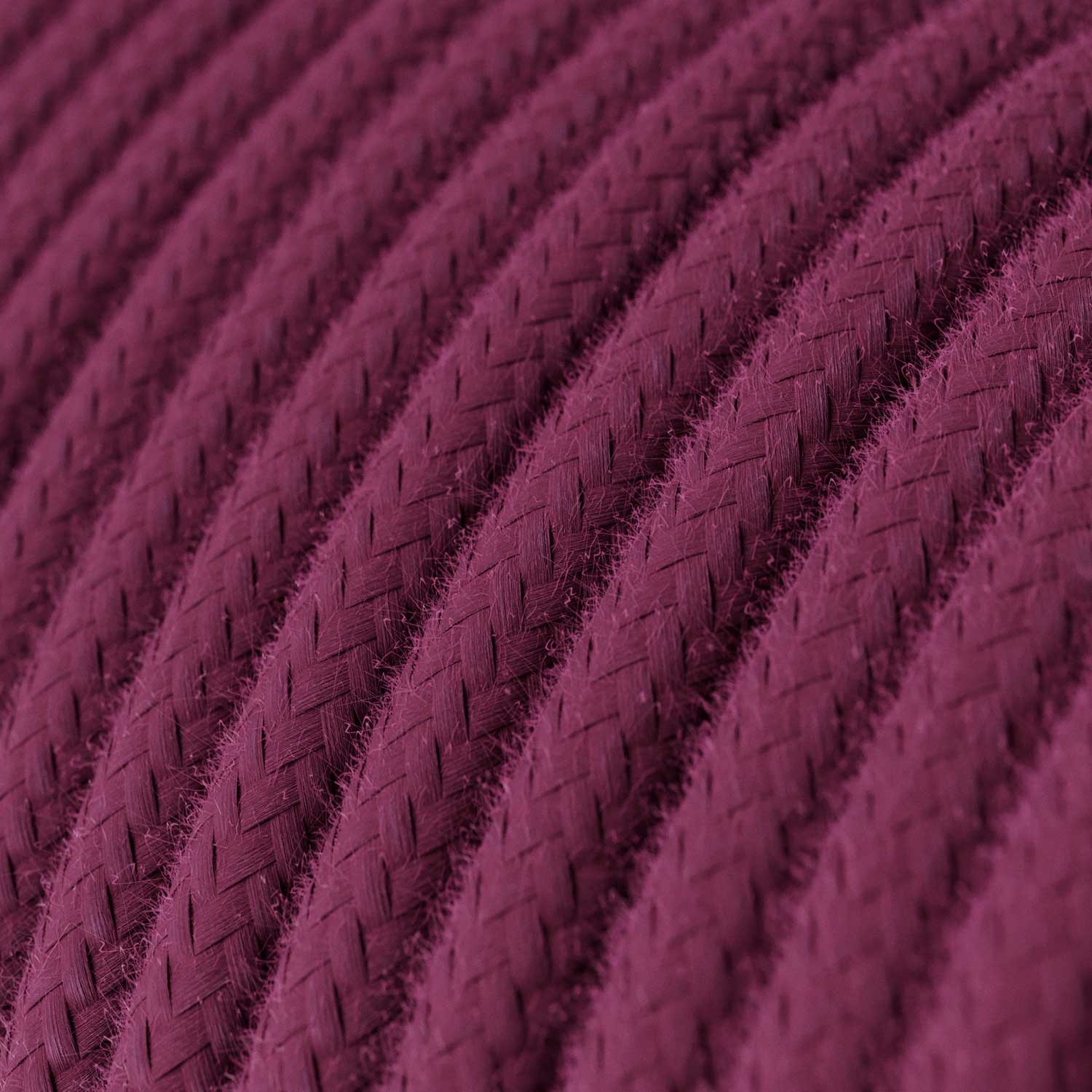 Round Electric Cable covered by Cotton solid colour fabric RC32 Burgundy
