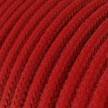 Round Electric Cable covered by Cotton solid colour fabric RC35 Fire Red